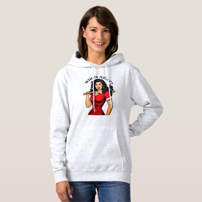 Retro Killer Housewife “Who’s Next?” Hoodie (Vorne ganz)