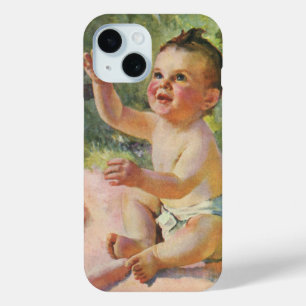 Retro-Kinder, süßes Baby auf einer rosa Decke title_seo2