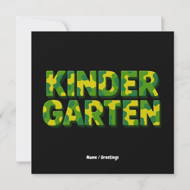 Retro Kindergarten Boys Teacher Camouflage Funny Einladung (Vorderseite)
