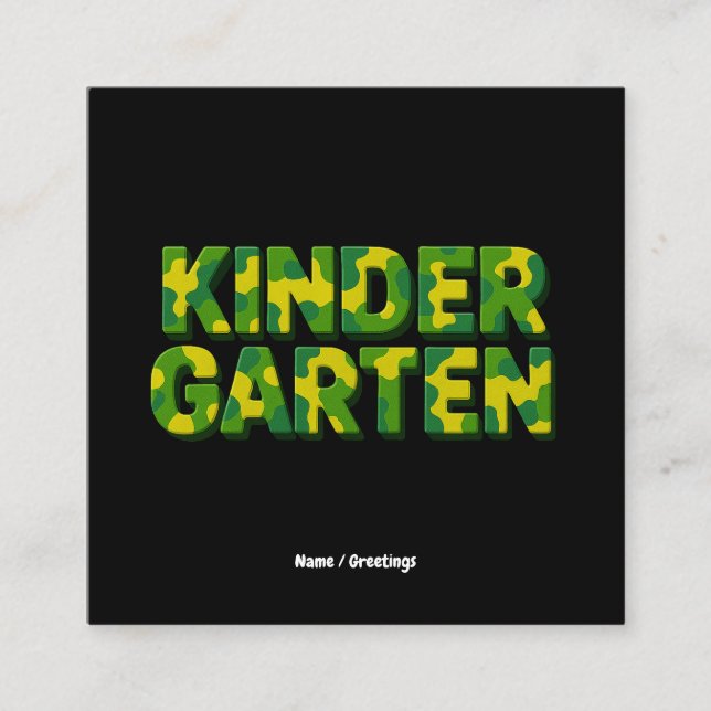 Retro Kindergarten Boys Teacher Camouflage Funny Quadratische Visitenkarte (Vorderseite)