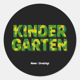 Retro Kindergarten Boys Teacher Camouflage Funny Runder Aufkleber