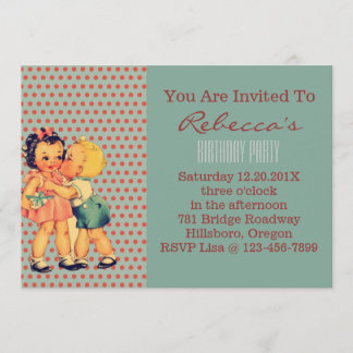 Retro Kindergeburtstag-Party alten ModeValentine Einladung