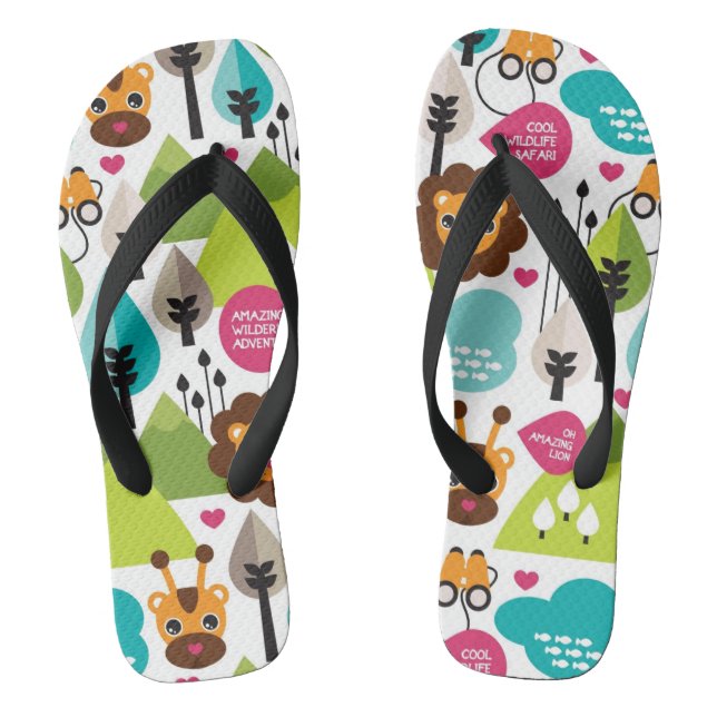 Retro-Kindersafari-Löwe Flip Flops (Fußbett)