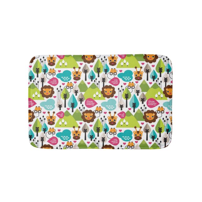 Retro Kindersafari-Löwewild lebende tiere Badematte (Vorderseite)