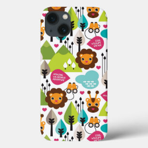 Retro Kindersafari-Löwewild lebende tiere iPhone 13 Hülle