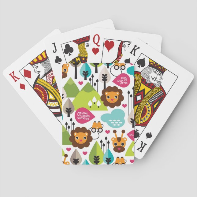 Retro Kindersafari-Löwewild lebende tiere Spielkarten (Rückseite)