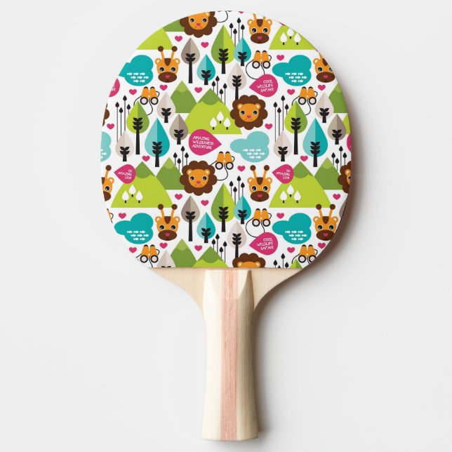 Retro Kindersafari-Löwewild lebende tiere Tischtennis Schläger (Vorderseite)