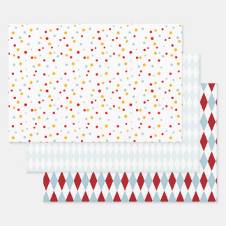 Retro-Kinderzirkus Geschenkpapier Set
