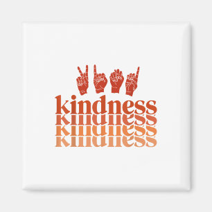 Retro Kindness Deawareness Shirt Signing Language Magnet