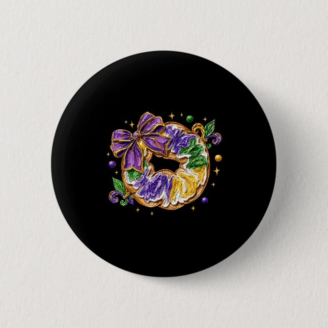 Retro King Cake Kokette Bogen Perlen Glückliches M Button (Vorderseite)