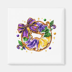 Retro King Cake Kokette Bogen Perlen Glückliches M Magnet
