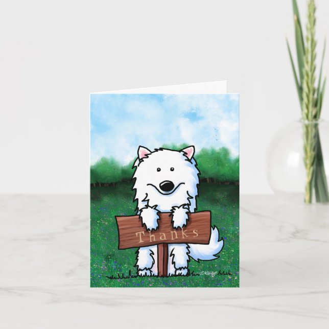 Retro KiniArt Samoyed Dankeskarte (Vorderseite)