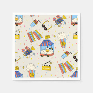 Retro-Kino-Filmnacht-Popcorn-Party Serviette
