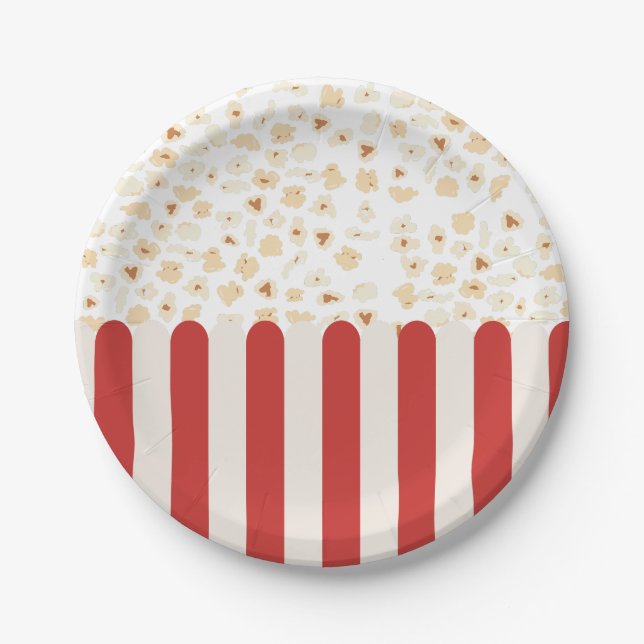 Retro-Kino mit Popcorn  Pappteller (Vorderseite)