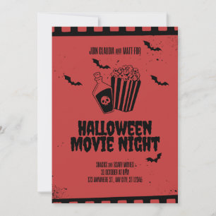Retro-Kinoabend Gruselpopcorn und Zaubertrank Hall Einladung