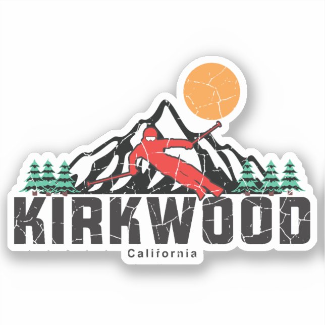 Retro Kirkwood Mountain Ski Aufkleber (Vorderseite)