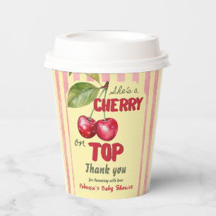 Retro-Kirsch-Café Rot Gelb Baby-Party Pappbecher