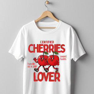 Retro-Kirsch-Cartoon-Charakter Kawaii-Fruchtkunst T-Shirt