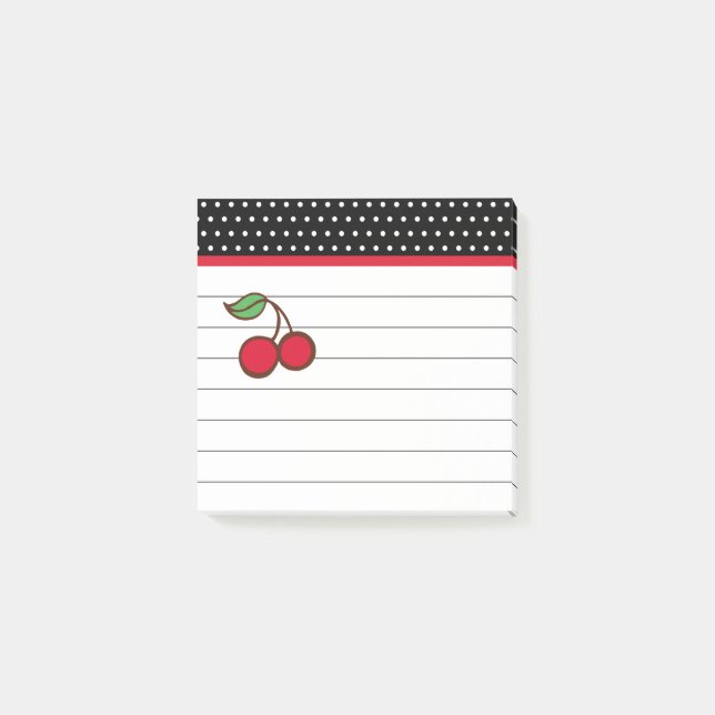 Retro-Kirsch-Notizblock-Post-it-Notizen  Post-it Klebezettel (Vorderseite)