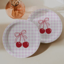 Retro-Kirsch-Rosa-Gingham-Geburtstag