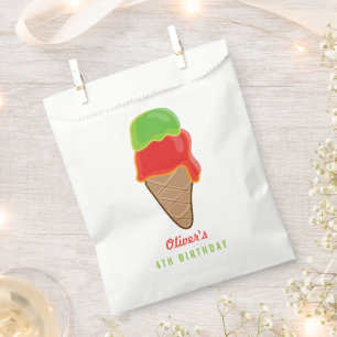 Retro Kirsch- und Limonieneiscreme-Waffel Geburtst Geschenktütchen