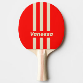 Retro Kirsche Drei Pin Streifen mit Namen Tischtennis Schläger
