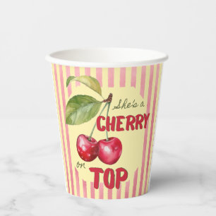 Retro-Kirschen-Café-Rot-Butter-Gelb-Baby-Party Pappbecher