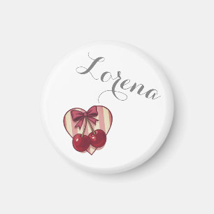 Retro-Kirschen-Herz-Design mit Schleife Cute Vinta Magnet