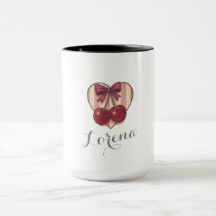 Retro-Kirschen-Herz-Design mit Schleife Cute Vinta Tasse