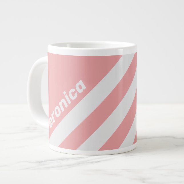 Retro Kiss Three Stripes with Name Jumbo-Tasse (Vorderseite Links)