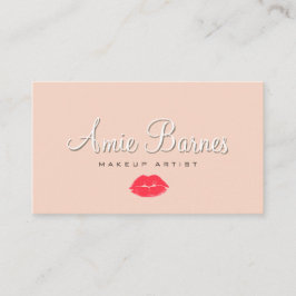 Retro Kissing Lips Makeup Artist Cosmetology Peach Visitenkarte