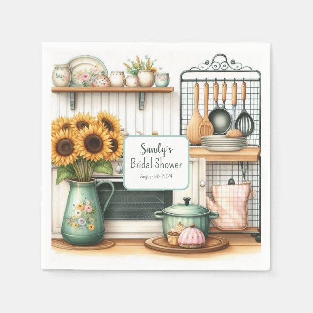 Retro Kitchen Brautparty Paper Napkin Serviette (Vorderseite)