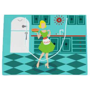 Retro Kitchen Geschenktasche Große Geschenktüte