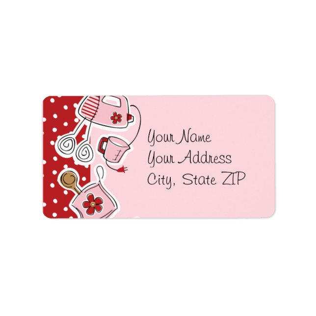 Retro Kitchen Label Adressaufkleber (Vorne)