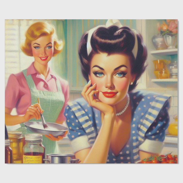 Retro Kitchen Painting Geschenkpapier (Flach)