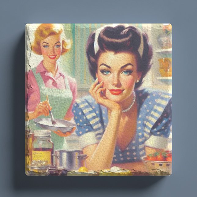 Retro Kitchen Painting Steinuntersetzer (Von Creator hochgeladen)