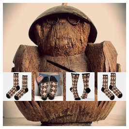 Retro Kitsch Carved Coconut Monkey Banks Fun Socken