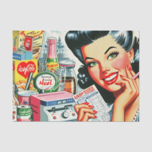 Retro Kitsch Schönes Vintages Girl Seidenpapier
