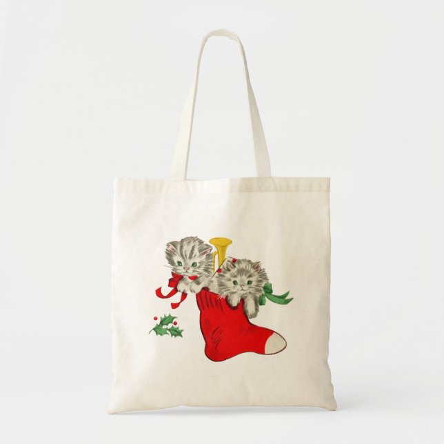 Retro Kittens für Weihnachten Tragetasche (Vorne)
