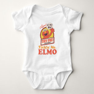 Retro Kitzel mich Elmo Winkendes Grafik Baby Strampler