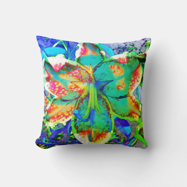 Retro Kiwi Lily Kissen (Vorderseite)
