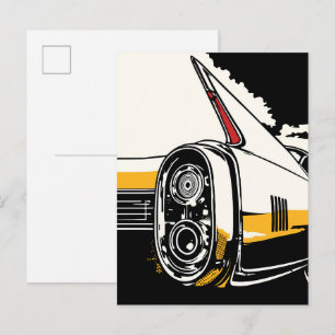 Retro-Klassiker-Autohinterleuchten Pop-Art-Illustr Postkarte