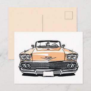 Retro Klassiker Cabrio Front Pop Art Postkarte
