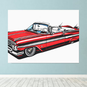 Retro Klassiker Cabrio Side Pop Art Leinwanddruck