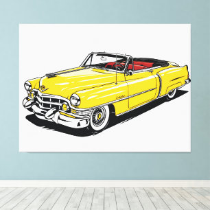 Retro Klassiker Cabrio Side PopArt Leinwanddruck