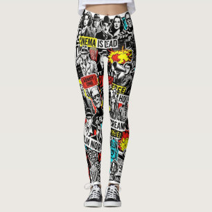 Retro-Klassiker-Kino-Aufkleber Collage - Vintage-F Leggings