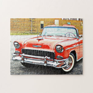 Retro-Klassiker Rotes Cabrio-Puzzle