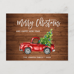 Retro-Klassiker Rustikal Weihnachten Roter LKW Url Postkarte