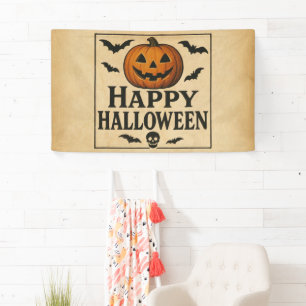 Retro/klassischer Happy Halloween Kürbislaterne Banner