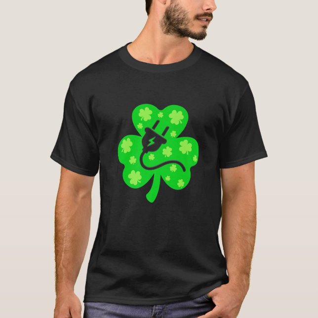 Retro Kleeblatt Electrical St.Patrick Day Irish Co T-Shirt (Vorderseite)